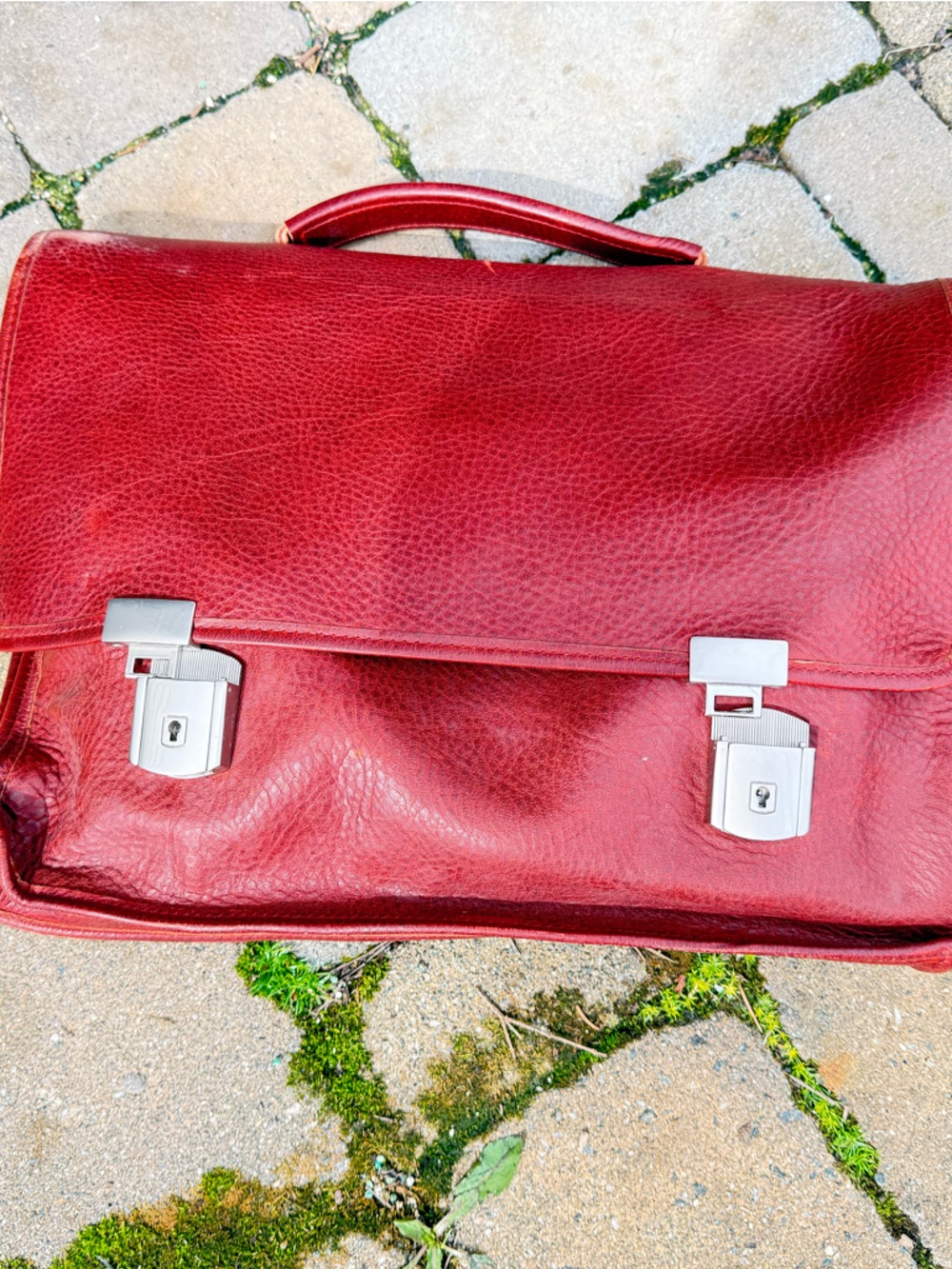 Vintage Red Leather Briefcase with Silver Hardware - Picture 6 of 6
